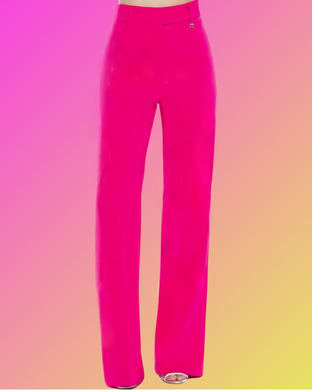 Pantalone "Pink Prestige". Pantaloni eleganti basic in cady, gamba larga dritta