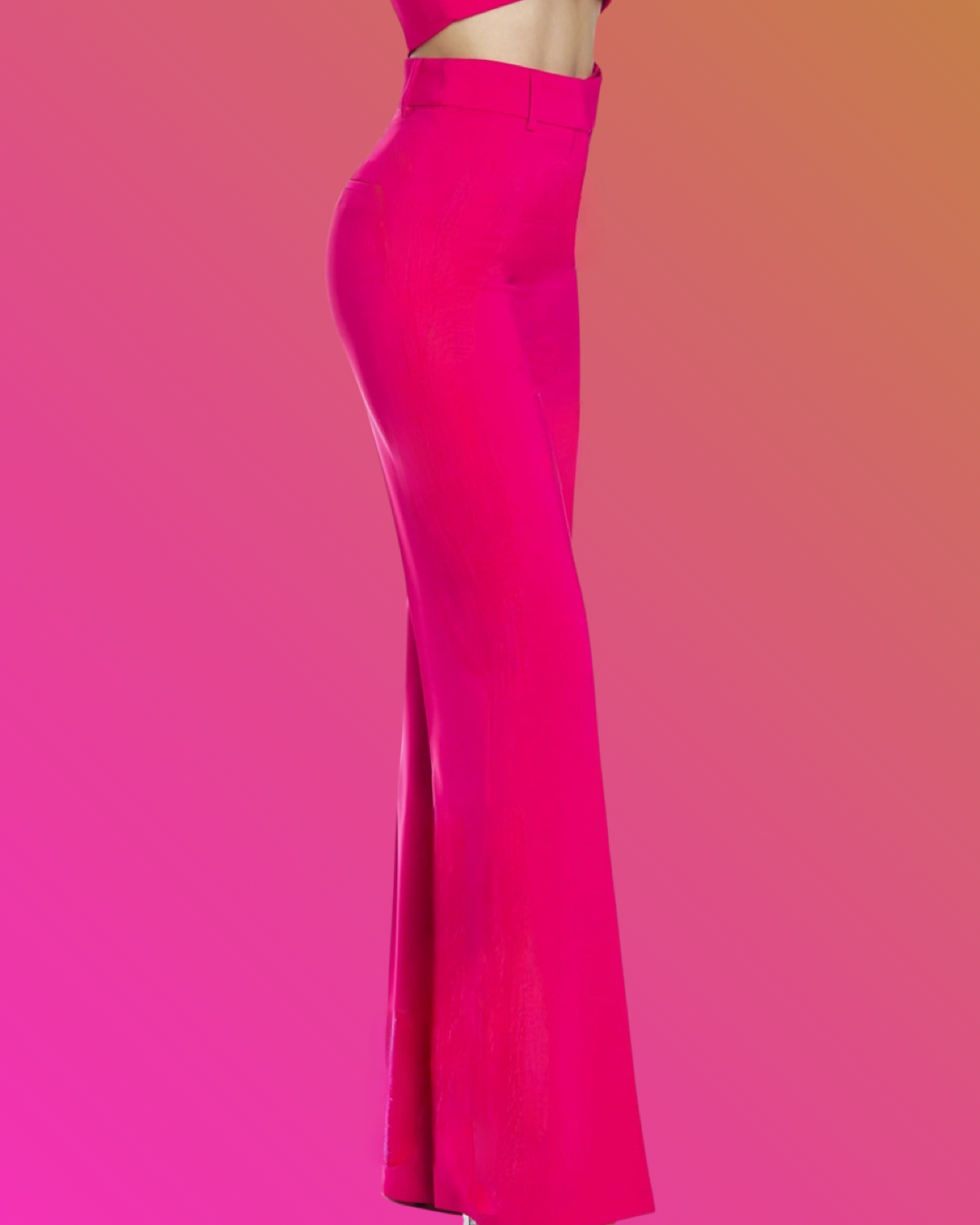 Pantalone "Pink Prestige". Pantaloni eleganti basic in cady, gamba larga dritta