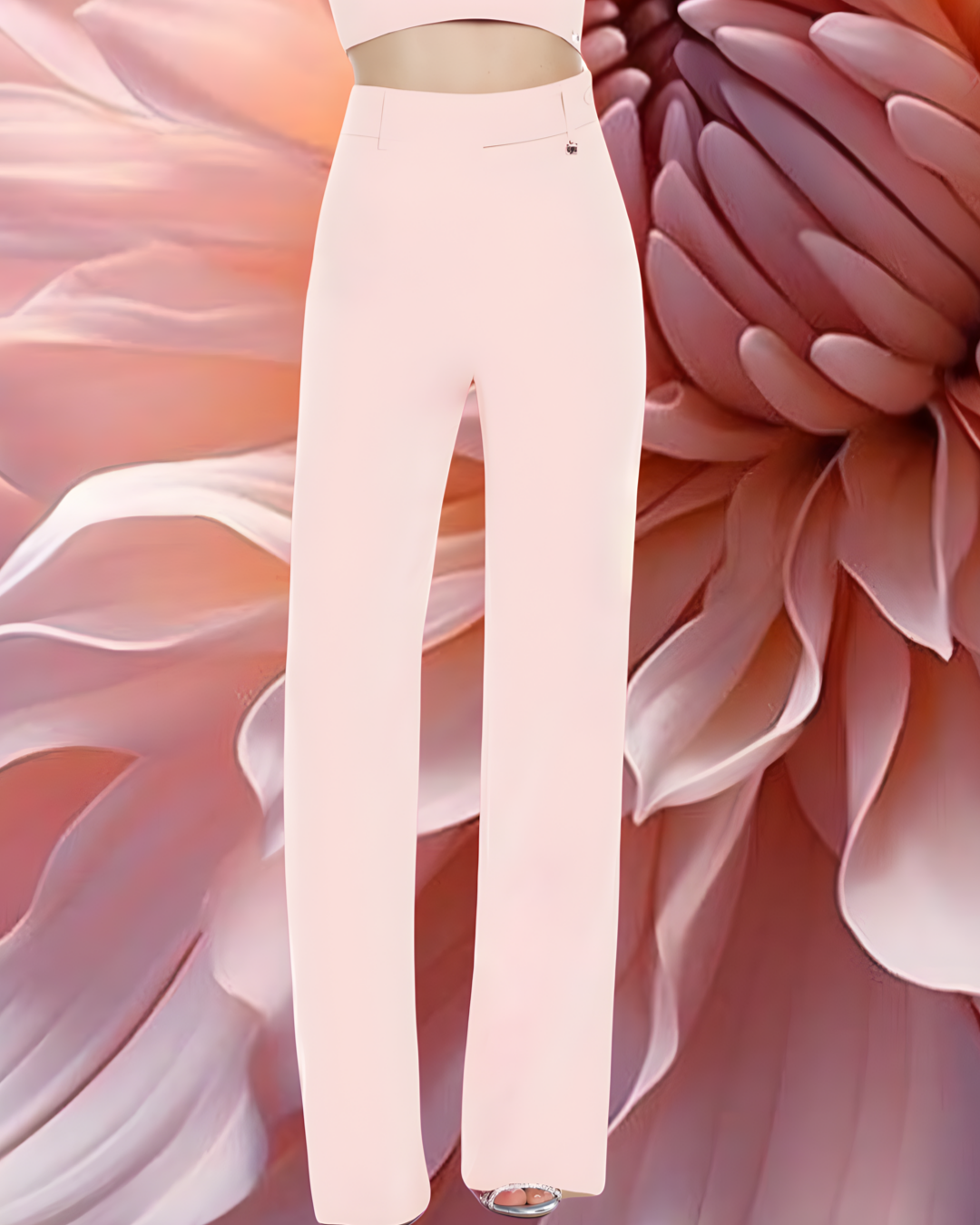 Pantalone "Rosé Chic". Pantaloni eleganti basic in cady, gamba larga dritta