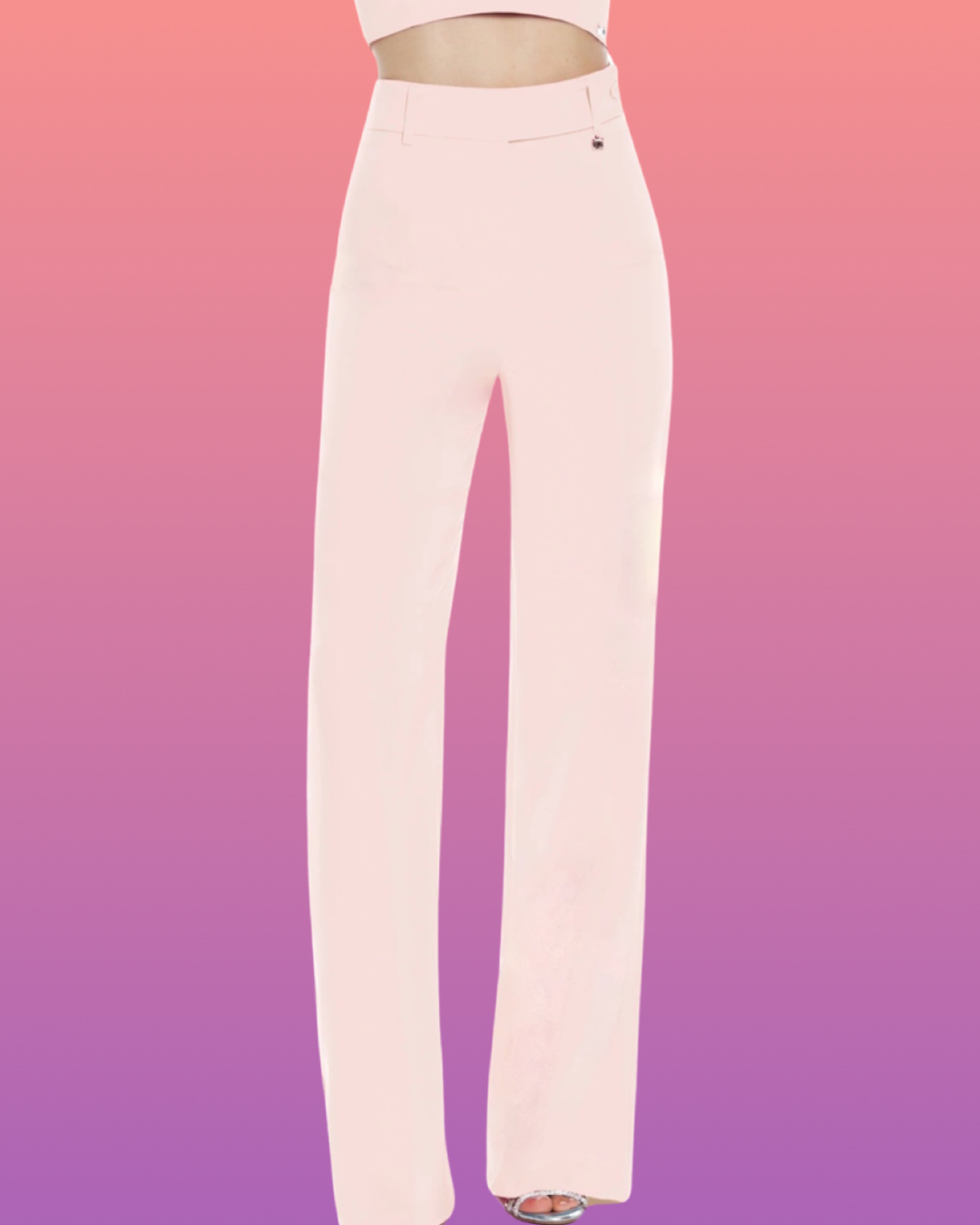 Pantalone "Rosé Chic". Pantaloni eleganti basic in cady, gamba larga dritta