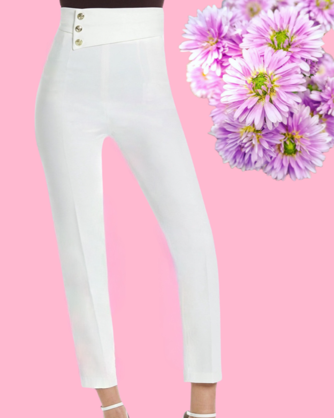 Pantalone "Moonlit Grace". Pantaloni in eleganti basic in cady, gamba stretta dritta con spacco