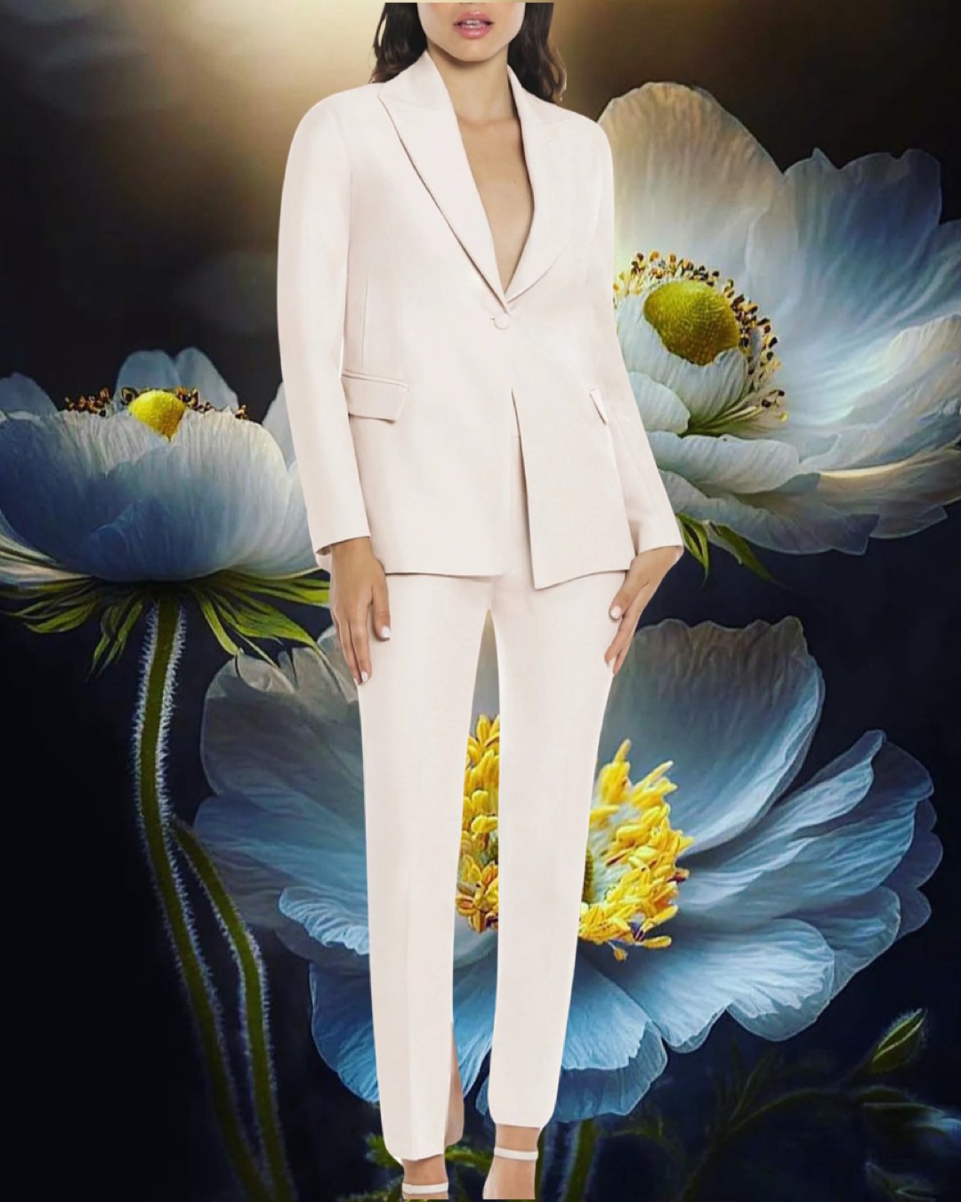 Pantalone"Velvet Dawn". Pantaloni eleganti basic in cady, gamba larga dritta