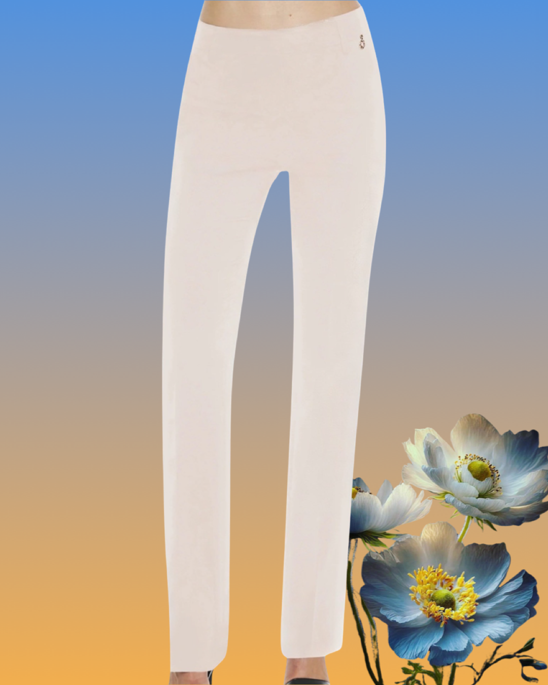 Pantalone"Velvet Dawn". Pantaloni eleganti basic in cady, gamba larga dritta