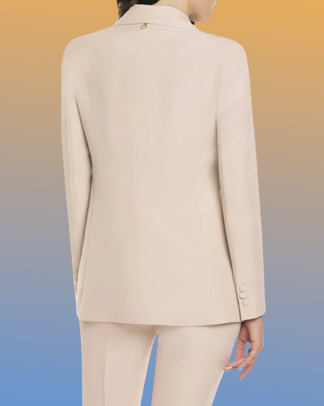 "Minimalist Cream Blazer" Jacket. Simple one-button jacket, medium length