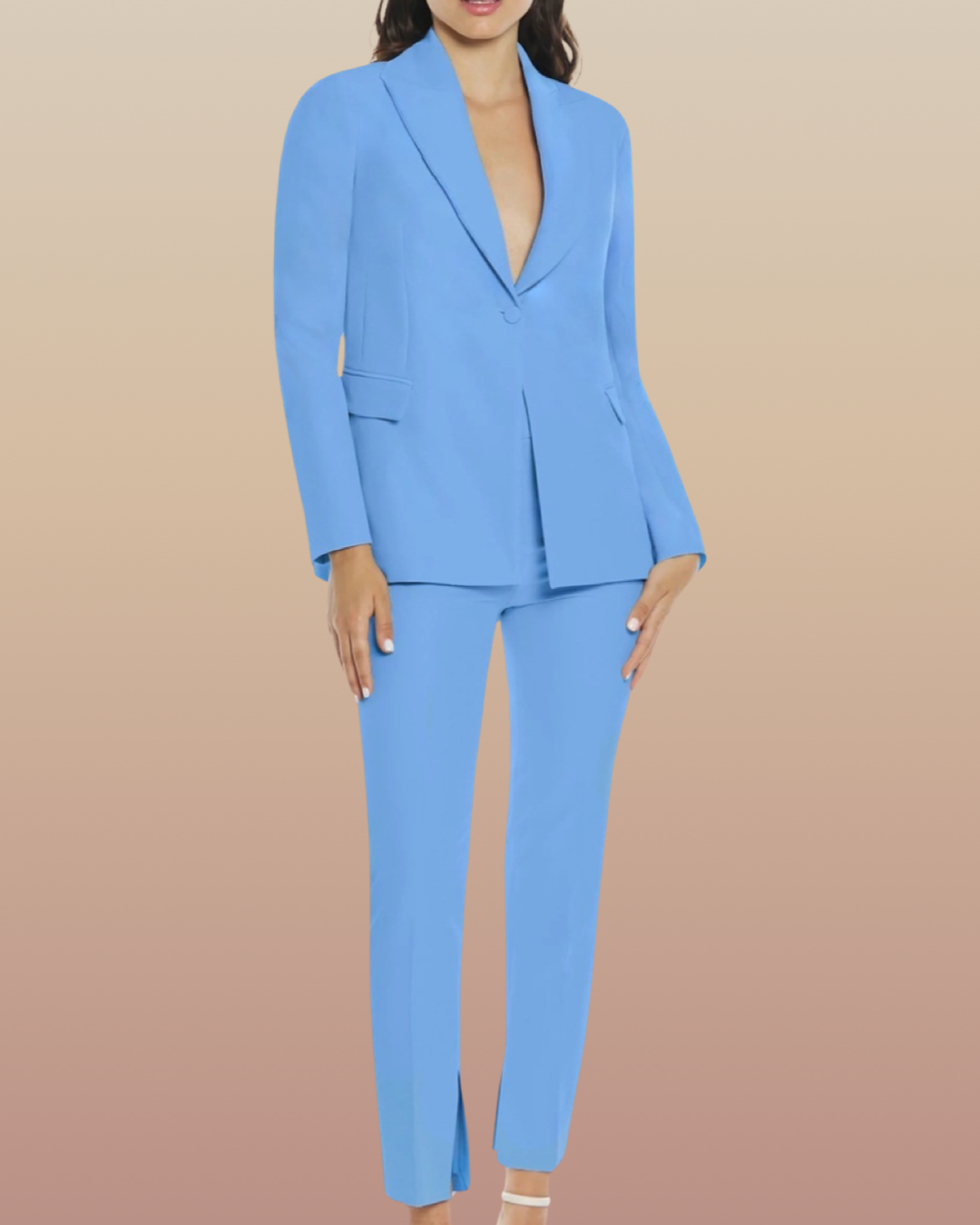 "Minimalist Cream Blazer" Jacket. Simple one-button jacket, medium length