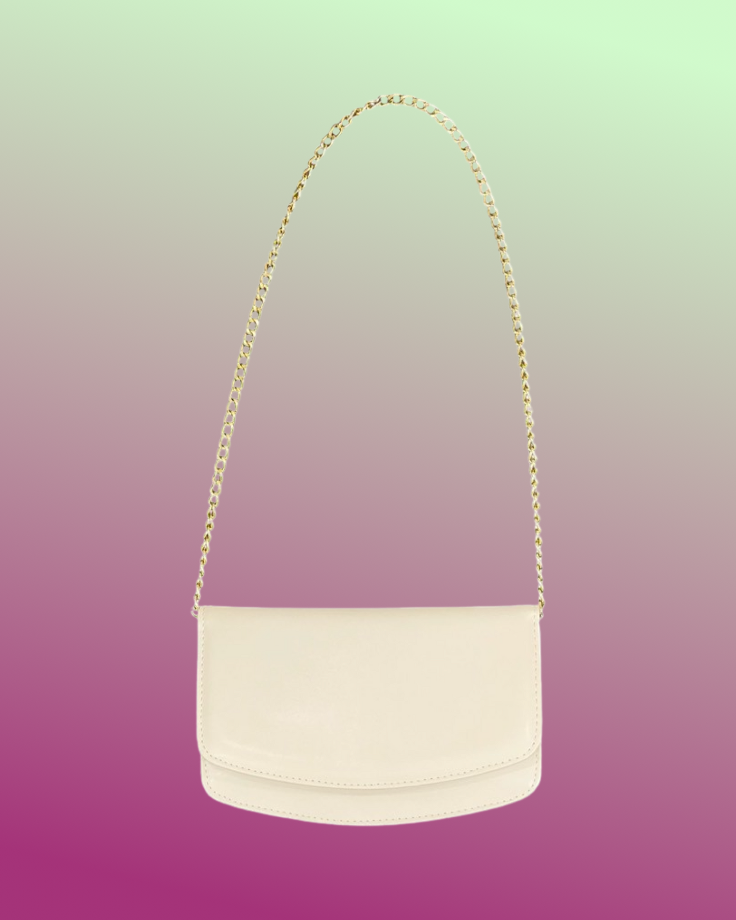 Borsa "Timeless Allure". Borsetta a mano in pelle avorio elegante, forma rettangolare con catenina