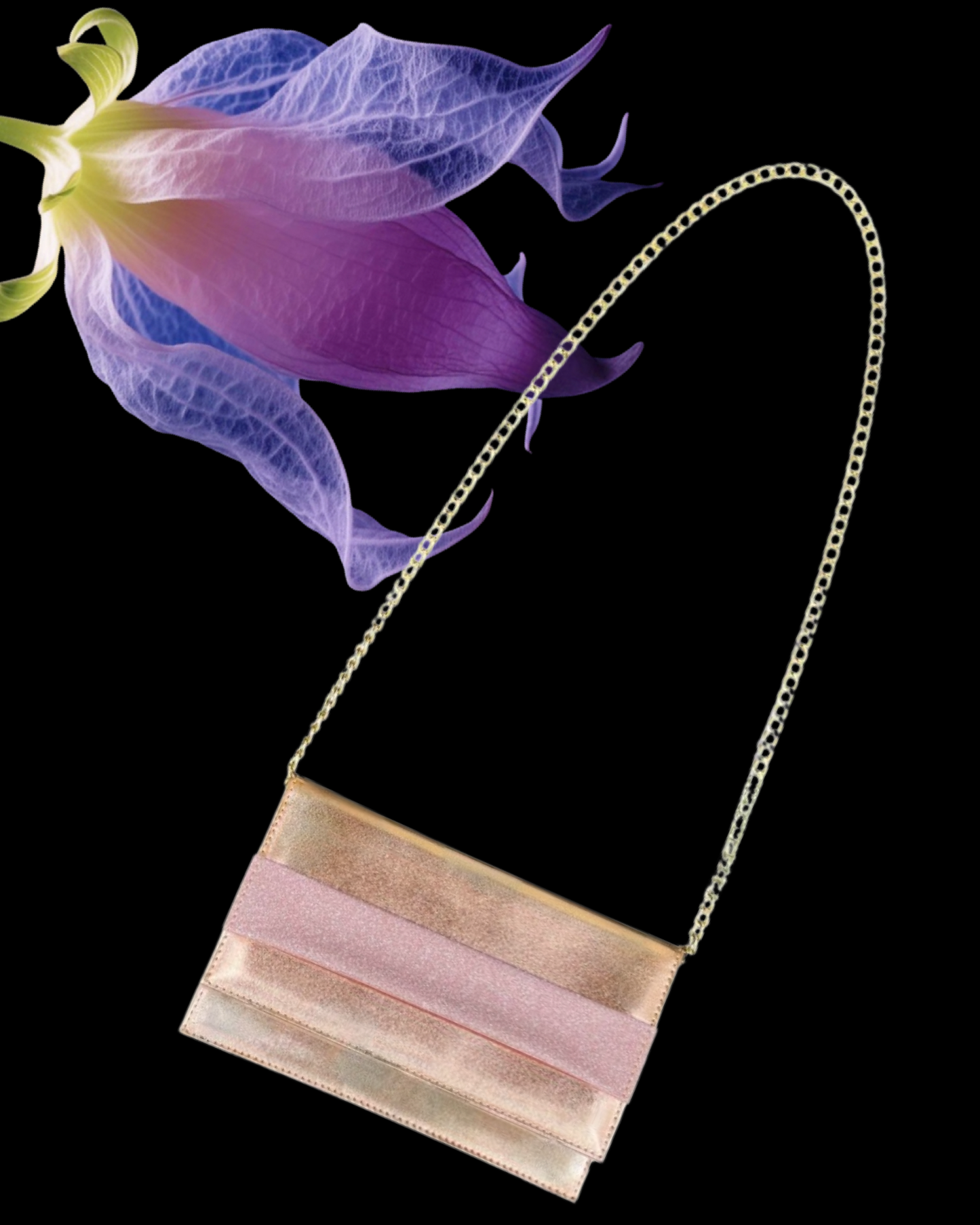 Borsa "Silver Moonlight". Borsetta a mano in pelle argento elegante, forma rettangolare con catenina