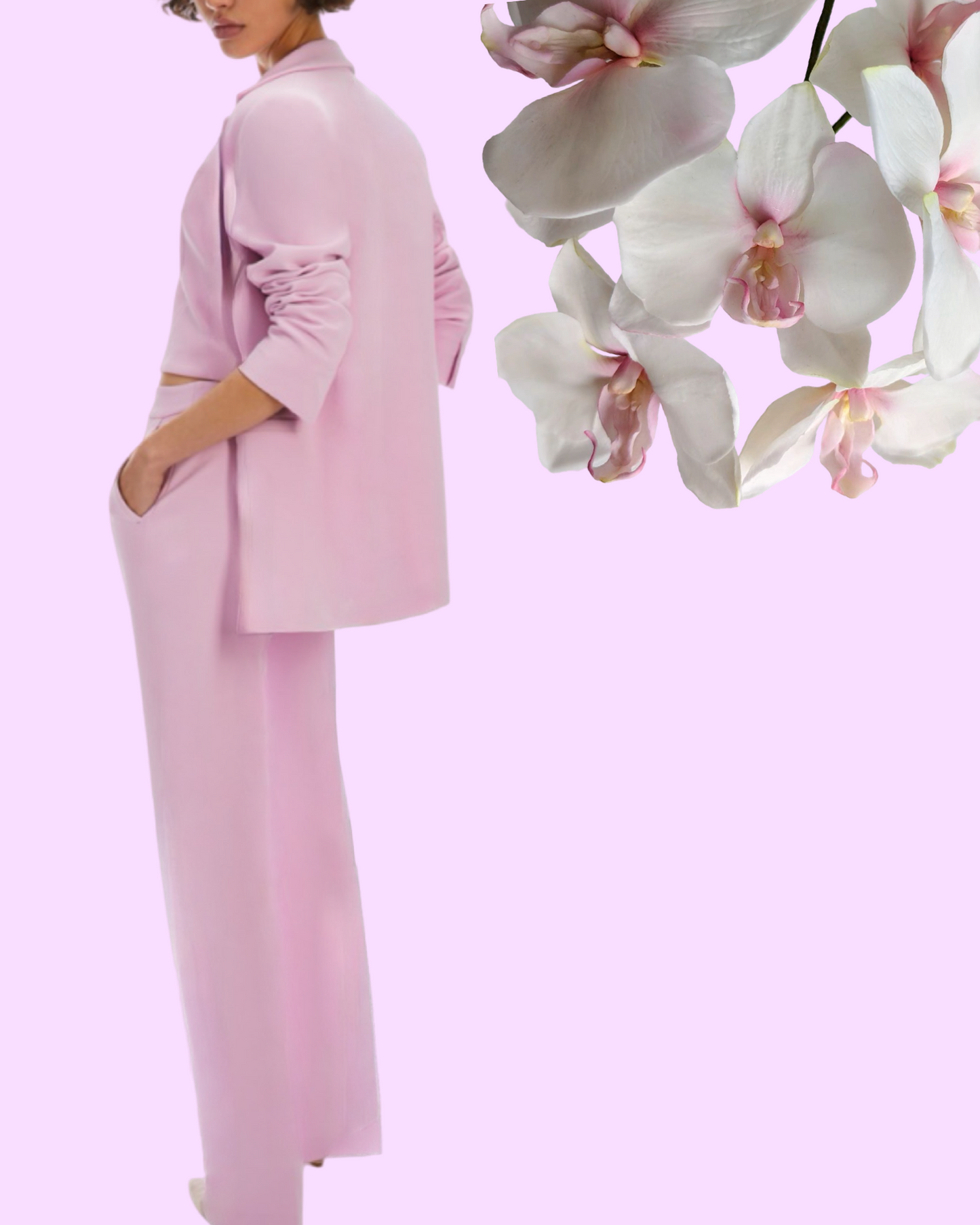 Tailleur "Sky Mist". Completo colore acquamarina con blazer e pantaloni a vita alta a gamba dritta.